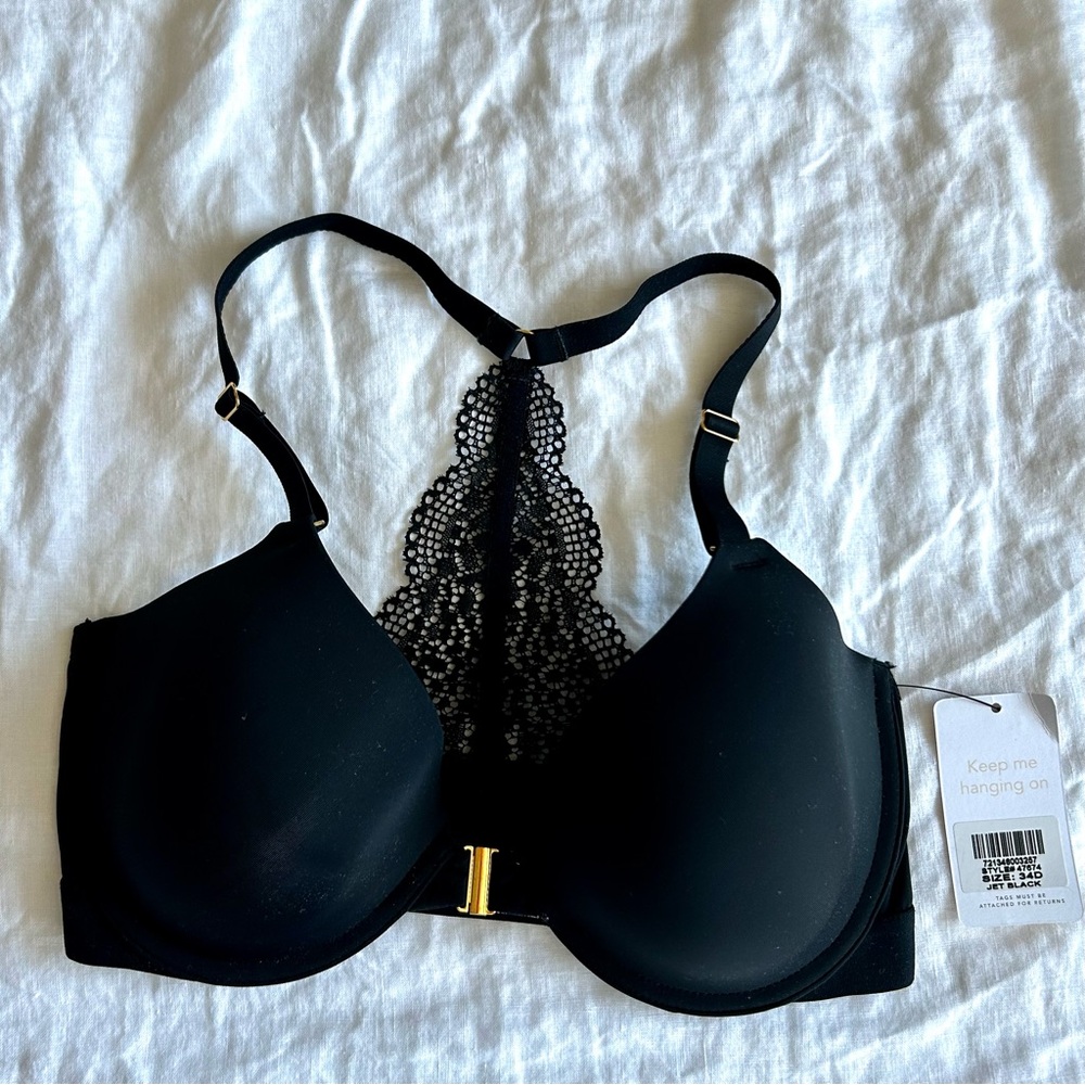 Lace Back T-Shirt Bra with Front Closure